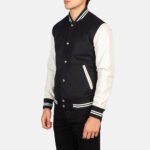 Vaxton Black & White Hybrid Varsity Jacket - Image 2