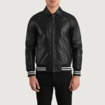 Walton Black Leather Varsity Jacket - Image 4