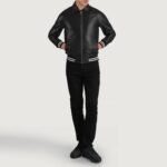 Walton Black Leather Varsity Jacket - Image 3