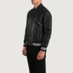 Walton Black Leather Varsity Jacket - Image 2