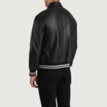 Walton Black Leather Varsity Jacket - Image 5