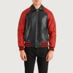 Walton Black & Red Leather Varsity Jacket - Image 4