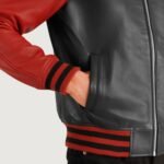 Walton Black & Red Leather Varsity Jacket - Image 6