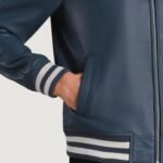 Walton Blue Leather Varsity Jacket - Image 5