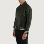 Walton Green Leather Varsity Jacket - Image 2