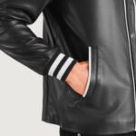 Willis Black Leather Varsity Jacket - Image 4