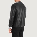 Willis Black Leather Varsity Jacket - Image 2
