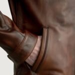Zen Distressed Brown Leather Biker Jacket - Image 5