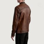 Zen Distressed Brown Leather Biker Jacket - Image 6