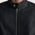 Zen Tumbled Black Leather Biker Jacket - Image 5