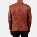 Ionic Tan Brown Leather Biker Jacket - Image 5