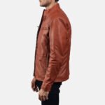 Ionic Tan Brown Leather Biker Jacket - Image 6