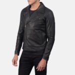 Danny Quilted Black Leather Biker Jacket - Image 2