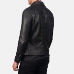 Danny Quilted Black Leather Biker Jacket - Image 5