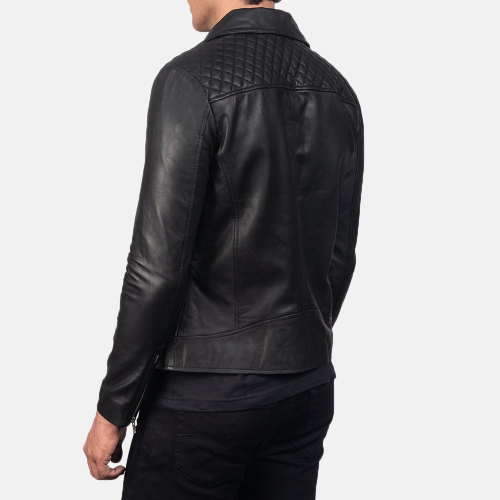 Danny Quilted Black Leather Biker Jacket - Image 5