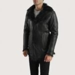Furcliff Black Leather Coat - Image 2