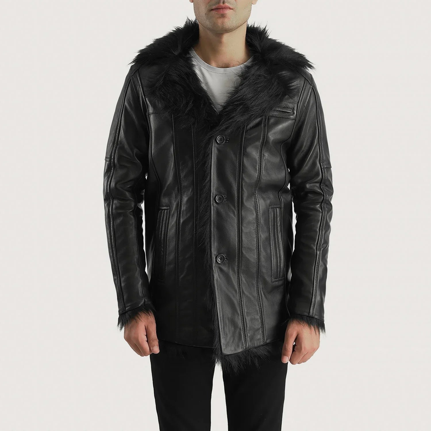 Mens_Furcliff_Black_Leather_Coat_Made_of_100_Real_Sheepskin_Leather_and_Sherpa_Fur_Lining_3_3616ae27-dae8-46da-9268-fc1b062a2a6f Furcliff Black Leather Coat - Image 1