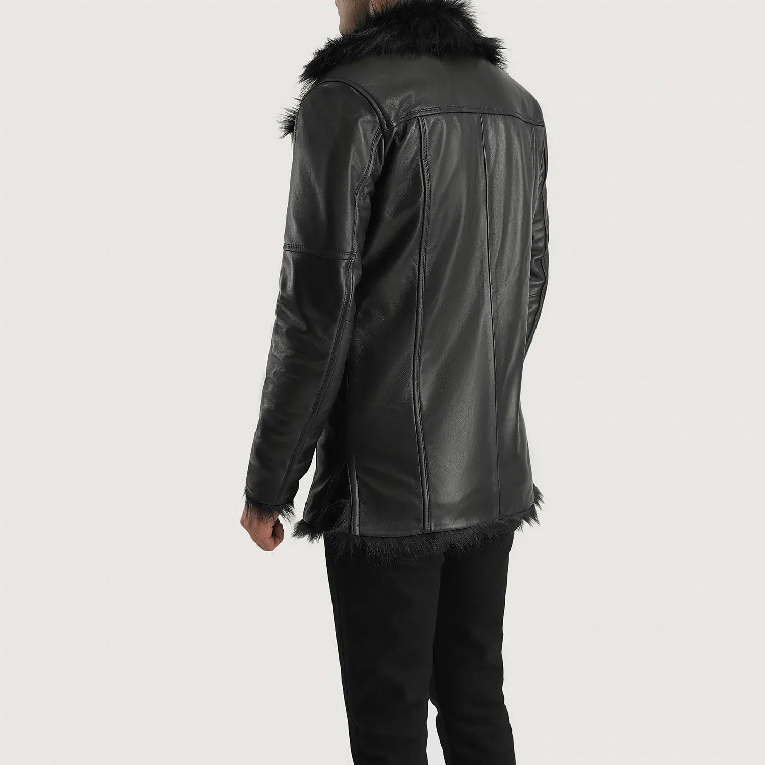 Furcliff Black Leather Coat - Image 5