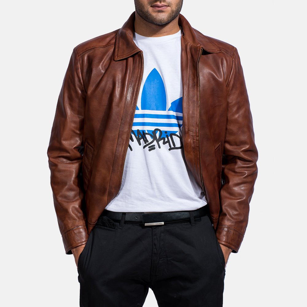 Inferno Brown Leather Jacket - Image 6