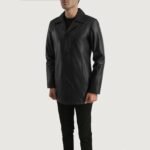 Urban Slate Black Leather Coat - Image 4