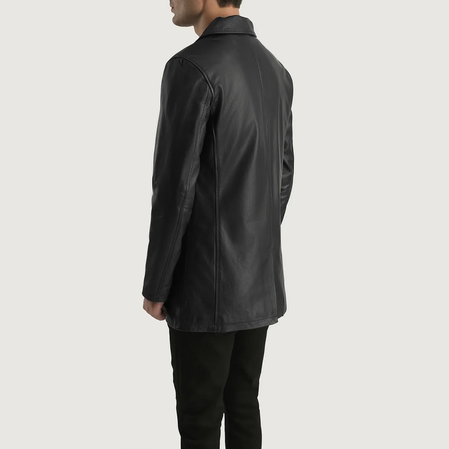 Urban Slate Black Leather Coat - Image 5