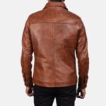 Waffle Brown Leather Jacket - Image 5