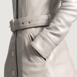 Moonlight Silver Leather Trench Coat - Image 6