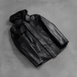 Moulder Hooded Black Leather Jacket - Image 7