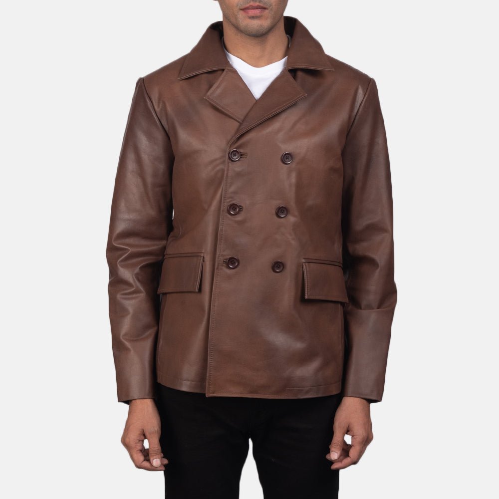 Mr._Bailey_Brown_Leather_Naval_Peacoat_for_men_2fe7643f-4c05-4ac7-971a-5c09770c2605 Mr. Bailey Brown Leather Naval Peacoat - Image 1