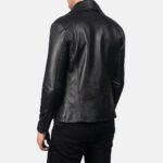 Noah Black Leather Biker Jacket - Image 6