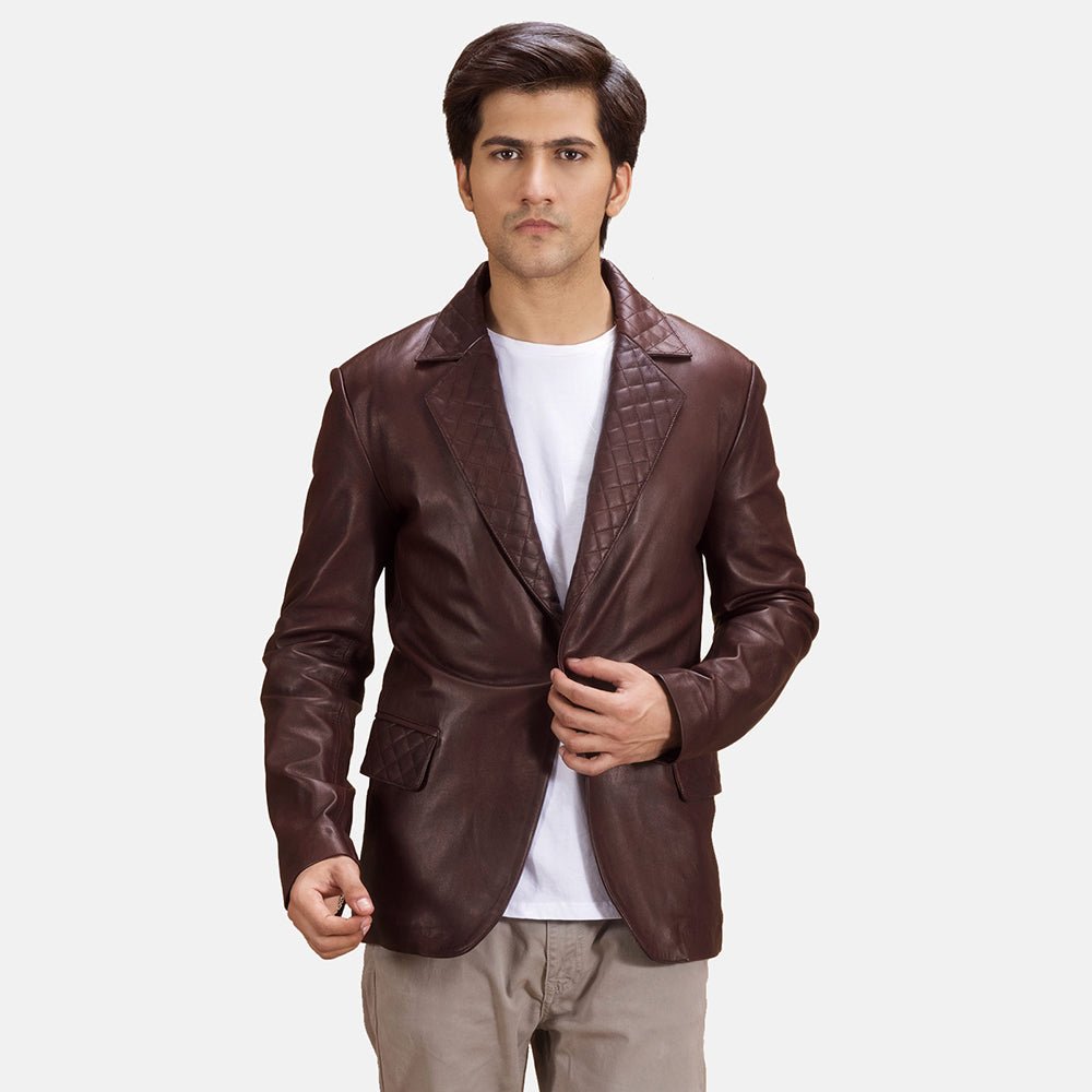 Radaron_Quilted_Maroon_Leather_Blazer_1_3892a9c2-54ae-4f0c-8ee4-2de2179ff411 Radaron Quilted Maroon Leather Blazer - Image 1