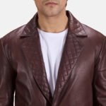 Radaron Quilted Maroon Leather Blazer - Image 5