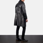Royson Black Leather Duster Coat - Image 3