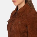 Suzy Brown Suede Trucker Jacket - Image 3