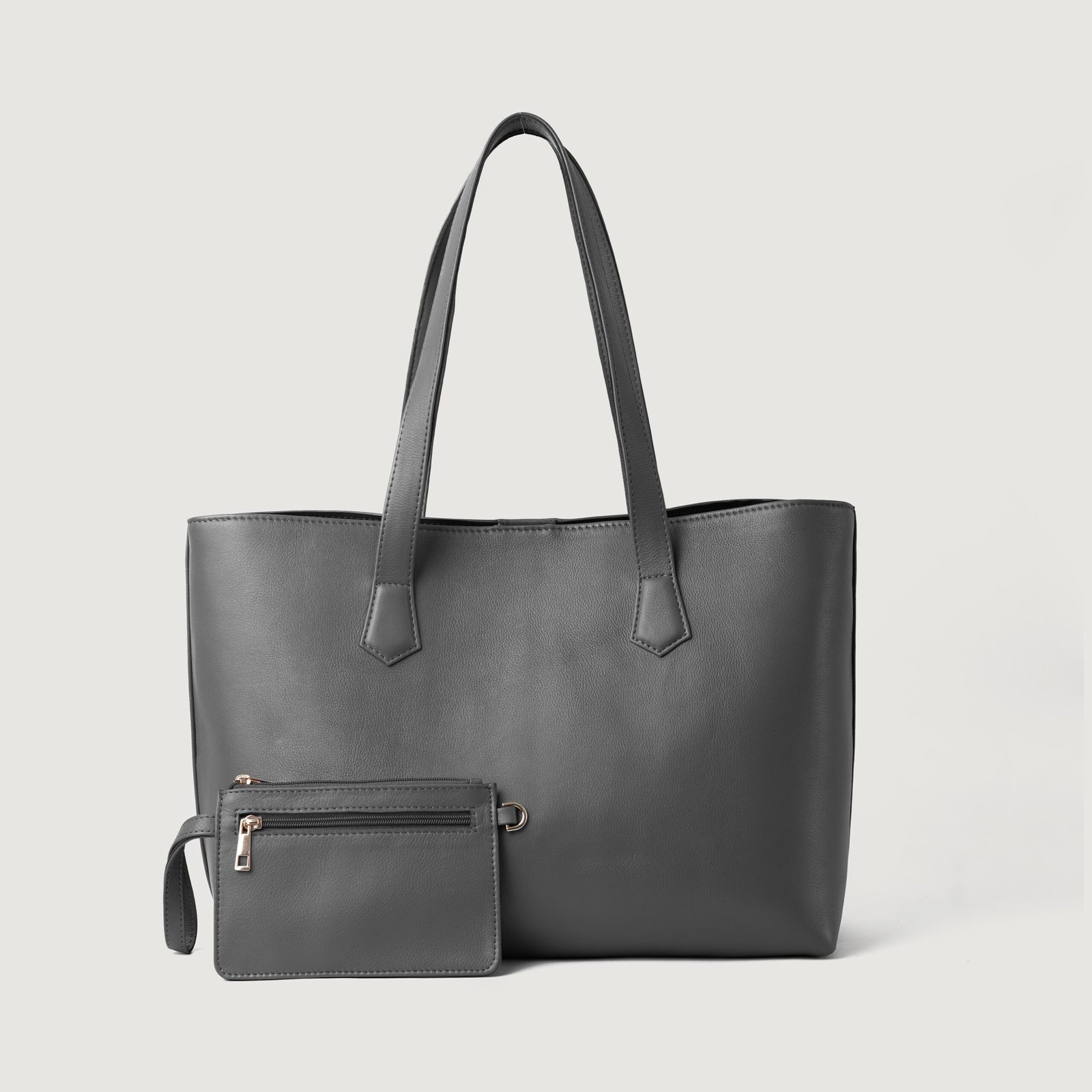 TheBiancaGreyLeatherToteBagStraps The Bianca Grey Leather Tote Bag - Image 1