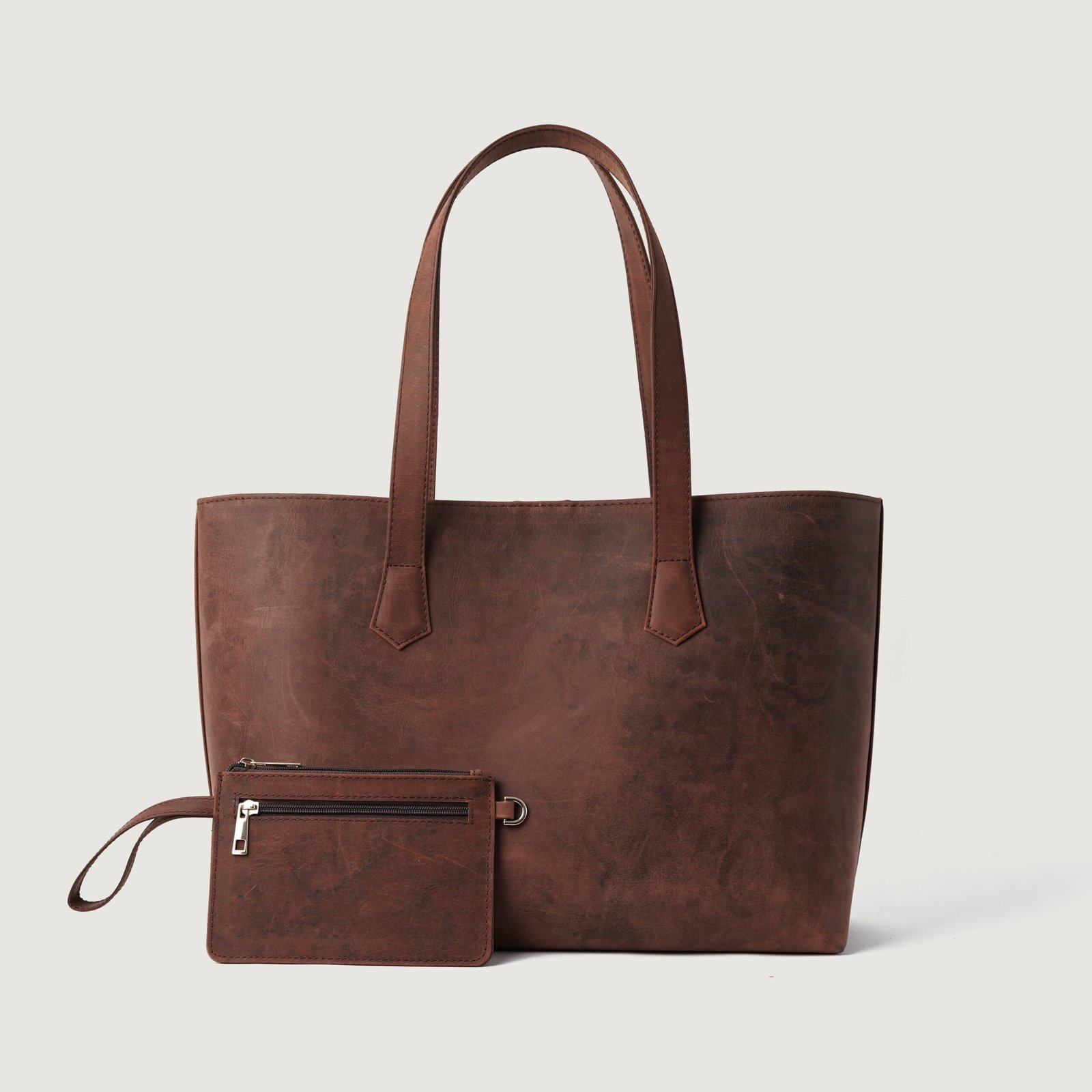 The Bianca Vintage Distressed Brown Leather Tote Bag - Image 1