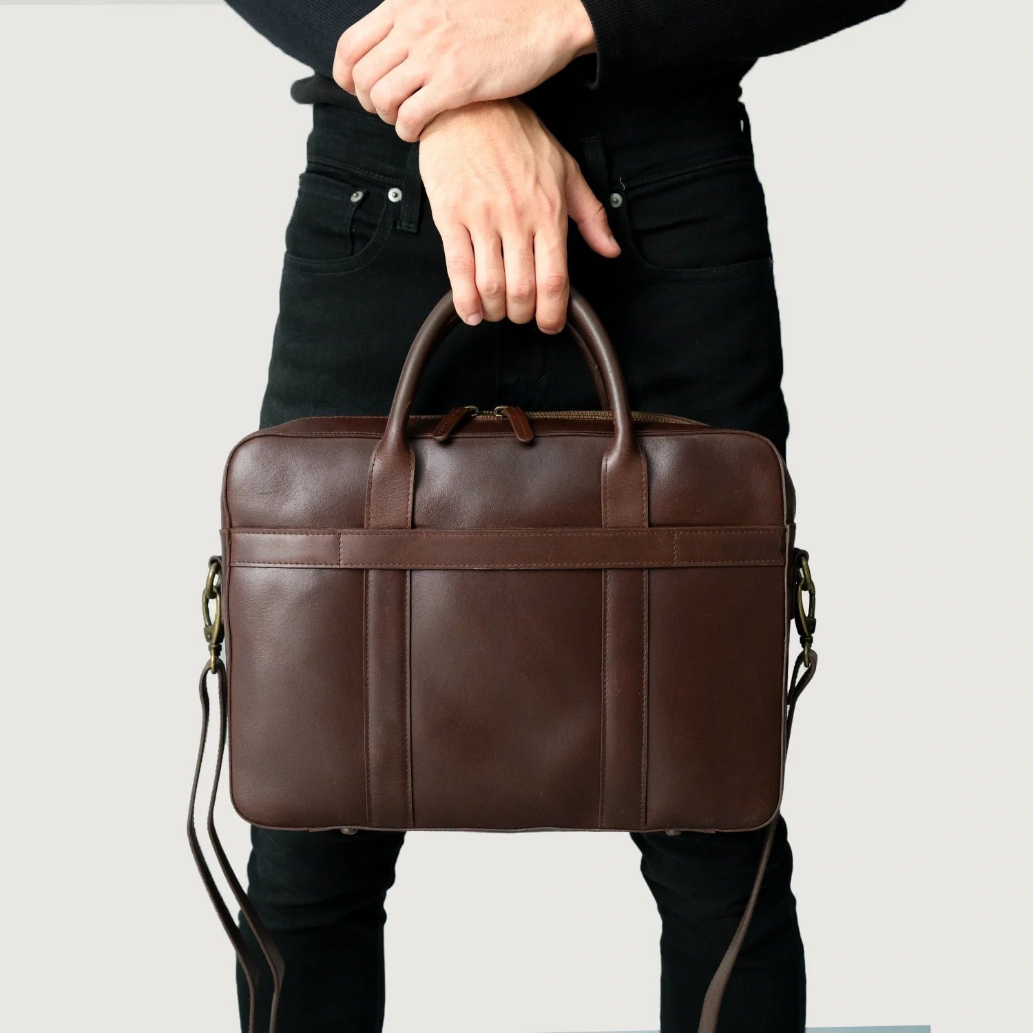 The Captain Vintage Brown Leather Briefcase - Image 6