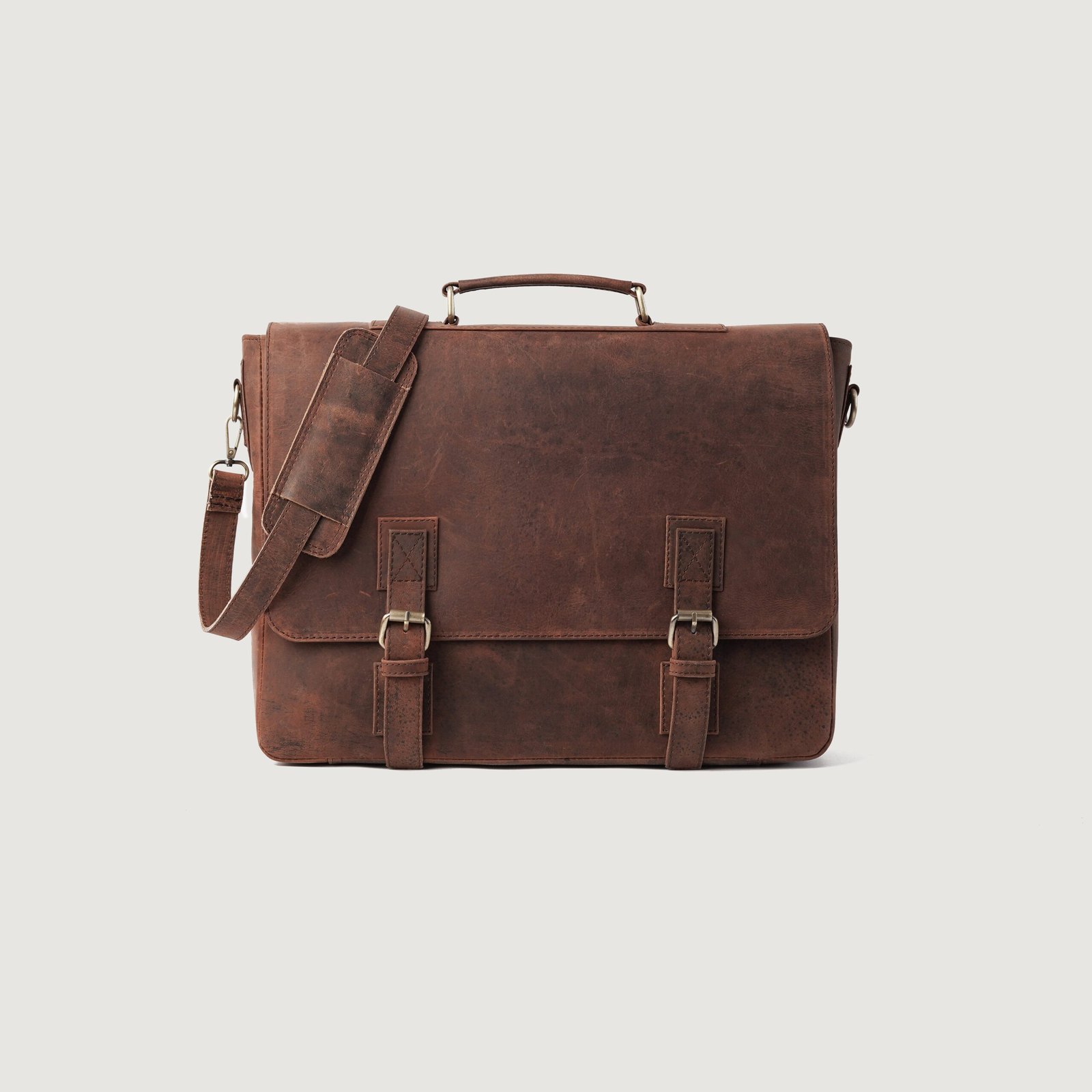 The Cristoph Vintage Distressed Brown Leather Messenger Bag - Image 1