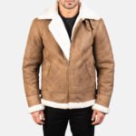 Francis Distressed Brown Leather Bomber Jacket - Image 3