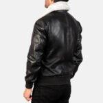 Stylish Black & White Leather Bomber Jacket - Image 2