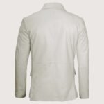 Men’s Classic Two Button White Leather Blazer - Image 2
