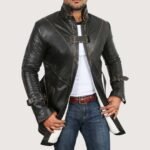 Men's Genuine Cow Rub Off Leather Coat (Trench Coat) - Image 3