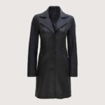 Women Black Real Leather Car Coat