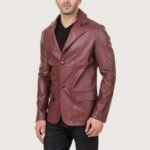 Satin Lining Men's Leather Blazer