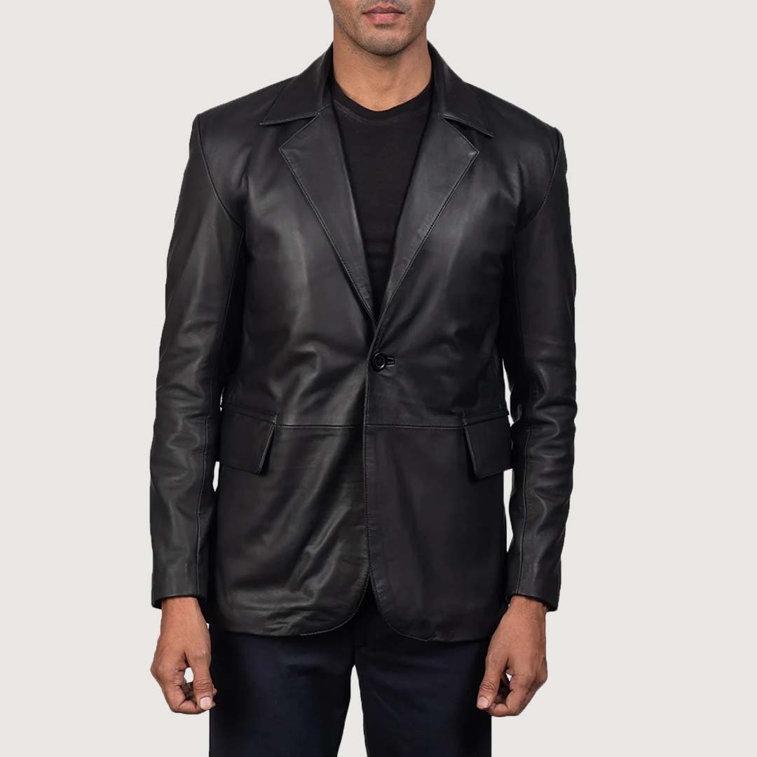 Untitled-1_35fcc76b-36c6-479e-86a7-d62d6d77c52f Polyester Lining Black Leather Blazer - Image 1