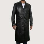 Men's Black Lambskin Leather Long Coat