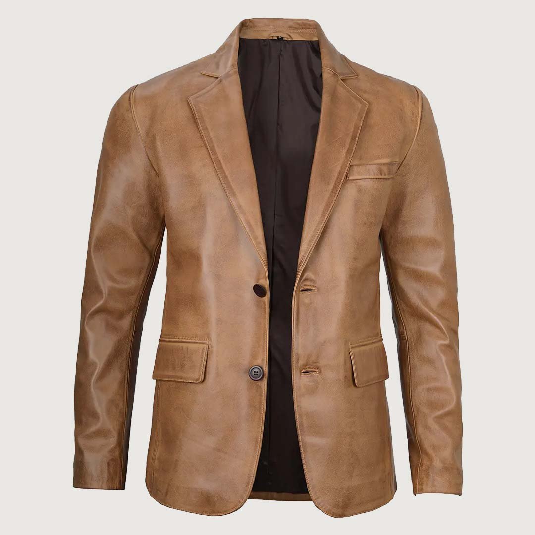 Untitled-1_829e2c5c-95f4-4338-bb9a-af8744c52f1a Men's Two Button Classic Camel Brown Leather Blazer