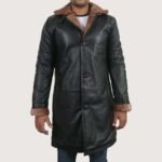 Men's Black Genuine Lambskin Leather Long Coat