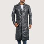 Versatile Men's Black Lambskin Leather Coat