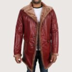 Men's Maroon Genuine Lambskin Leather Coat